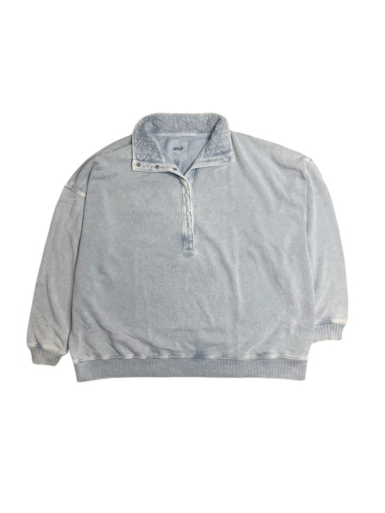 aerie Sweaters - aerie women's oversized Light Gray blue Zip-Up Pullover Sweater